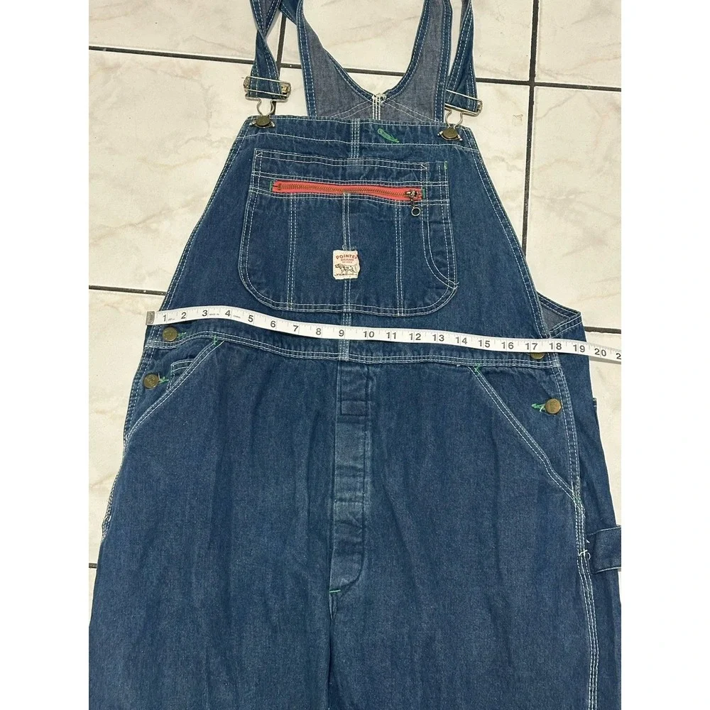 VTG Pointer Brand Low Back Bib Denim Overalls Size 36 x 30 Made In USA Workwear